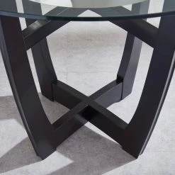 42 in. Round Counter Height Dining Table with Black Solid Wood Base and Glass Top (Seats 4) by Magic Home -Cheap Tidoin Store 250 magic home kitchen dining tables 894 zbz 1331 1f 1000