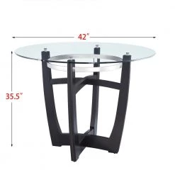 42 in. Round Counter Height Dining Table with Black Solid Wood Base and Glass Top (Seats 4) by Magic Home -Cheap Tidoin Store 250 magic home kitchen dining tables 894 zbz 1331 c3 1000