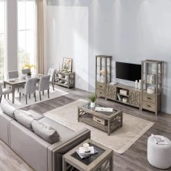 45.5 in. Antique Gray Rectangular Wood Coffee Cocktail Table with Tempered Glass Top by Magic Home -Cheap Tidoin Store antique gray magic home coffee tables 894 kfz 1318 an 31 1000