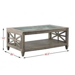 45.5 in. Antique Gray Rectangular Wood Coffee Cocktail Table with Tempered Glass Top by Magic Home -Cheap Tidoin Store antique gray magic home coffee tables 894 kfz 1318 an c3 1000