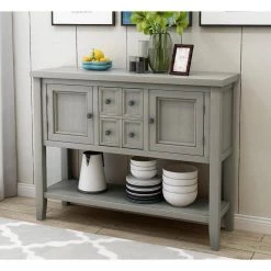 Antique Gray Buffet Sideboard Console Table with Bottom Shelf by Magic Home -Cheap Tidoin Store antique gray magic home console tables cs wf197822aae 31 1000