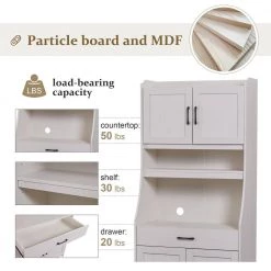 Antique White One-Body Style Pantry Storage Buffet Cabinet with Doors and Adjustable Shelves by Magic Home -Cheap Tidoin Store antique white magic home accent cabinets cs wf289494aaa 44 1000