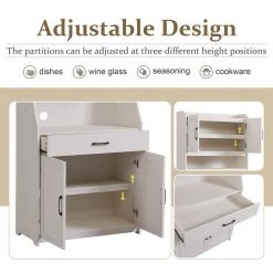 Antique White One-Body Style Pantry Storage Buffet Cabinet with Doors and Adjustable Shelves by Magic Home -Cheap Tidoin Store antique white magic home accent cabinets cs wf289494aaa 4f 1000