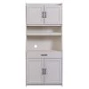 Antique White One-Body Style Pantry Storage Buffet Cabinet with Doors and Adjustable Shelves by Magic Home