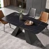 70.87 in. Round Edge Pandora Sintered Stone Dining Table with Black Metal Base by Magic Home -Cheap Tidoin Store arc edge pandora and black magic home kitchen dining tables pv ts2001bwd 64 1000