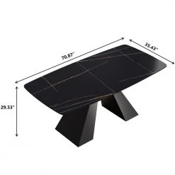 70.87 in. Round Edge Pandora Sintered Stone Dining Table with Black Metal Base by Magic Home -Cheap Tidoin Store arc edge pandora and black magic home kitchen dining tables pv ts2001bwd c3 1000