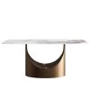 70.87 in. Round Edge Pandora Pattern Top Rectangle Sintered Stone Dining Table with Gold Carbon Pedestal Legs by Magic Home -Cheap Tidoin Store arc edge pandora and gold magic home kitchen dining tables pv dt030aw03 64 1000