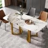 70.87 in. Round Edge Pandora Sintered Stone Dining Table with Golden Metal Base by Magic Home -Cheap Tidoin Store arc edge pandora and gold magic home kitchen dining tables pv ts 03jyjwnw 64 1000