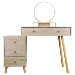 Modern Barnwood 5-Drawer Vanity Sets 15.8 in. X 31.5 in. X 48.1 in. with Cushioned Stool and Storage Cabinet by Tidoin -Cheap Tidoin Store barnwood tidoin makeup vanities elf ydw9 092 31 1000