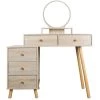 Modern Barnwood 5-Drawer Vanity Sets 15.8 in. X 31.5 in. X 48.1 in. with Cushioned Stool and Storage Cabinet by Tidoin -Cheap Tidoin Store barnwood tidoin makeup vanities elf ydw9 092 64 1000