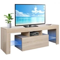 Modern 51.2 in. Wood Barnwood TV Stand with 1 Storage Drawer Fits TV's up to 60 in. with LED Lights by Tidoin -Cheap Tidoin Store barnwood tidoin tv stands elf ydw9 091 44 1000