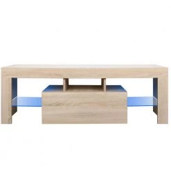 Modern 51.2 in. Wood Barnwood TV Stand with 1 Storage Drawer Fits TV's up to 60 in. with LED Lights by Tidoin