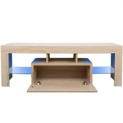 Modern 51.2 in. Wood Barnwood TV Stand with 1 Storage Drawer Fits TV's up to 60 in. with LED Lights by Tidoin -Cheap Tidoin Store barnwood tidoin tv stands elf ydw9 091 77 1000