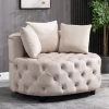 Classical Velvet Accent Barrel Leisure Sofa Chair, Beige by Magic Home -Cheap Tidoin Store beige magic home accent chairs cs w50127471 64 1000
