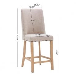 44.49 in. H Beige Upholstered Wood High Back Pub Chairs Bar Stools with Rubber Wood Legs (Set of 2) by Magic Home -Cheap Tidoin Store beige magic home bar stools cs pp196905aad c3 1000