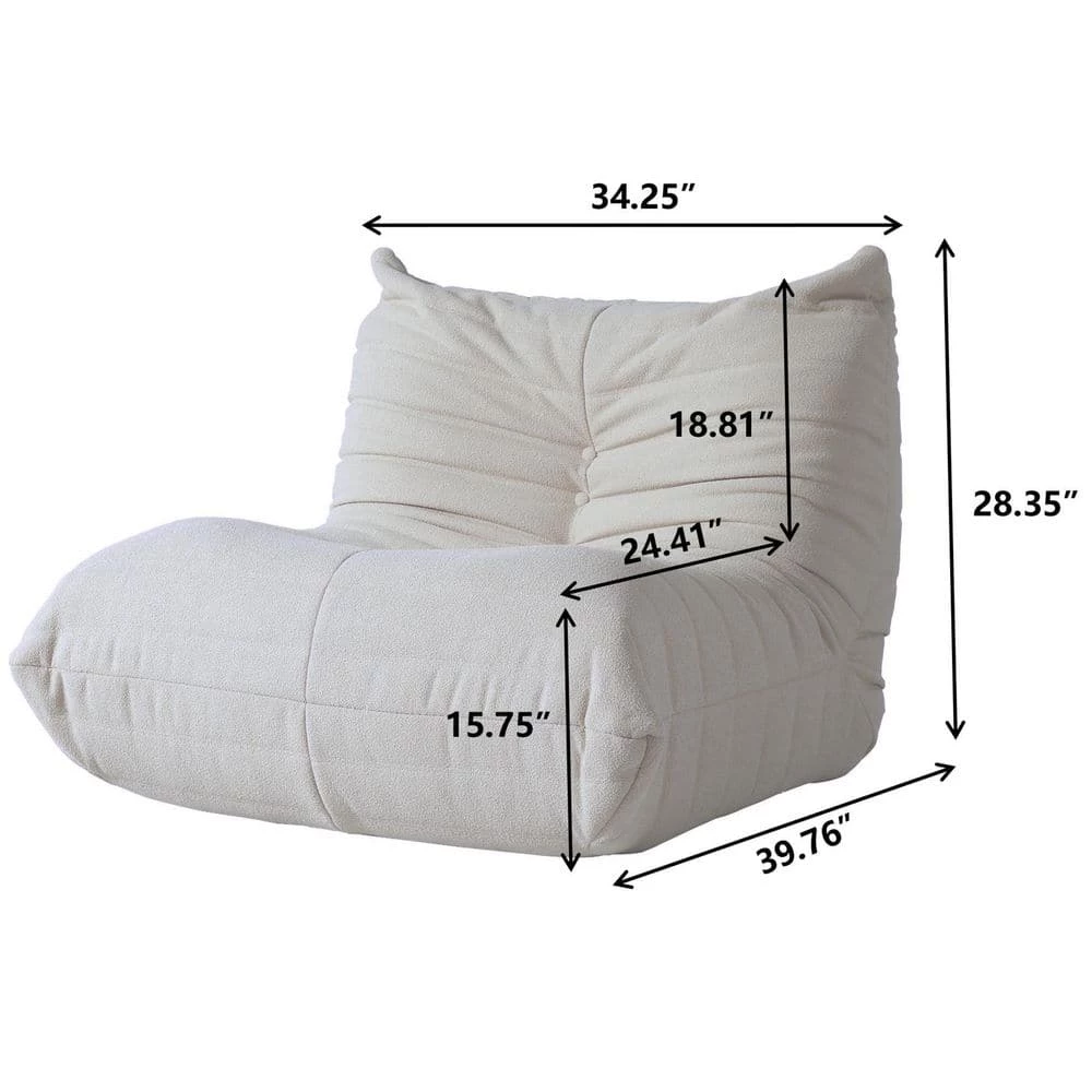 34.25 in. Teddy Velvet Rectangle Bean Bag Lazy Sofa in Beige by Magic Home 5 34.25 in. Teddy Velvet Rectangle Bean Bag Lazy Sofa in Beige by Magic Home - Image 3