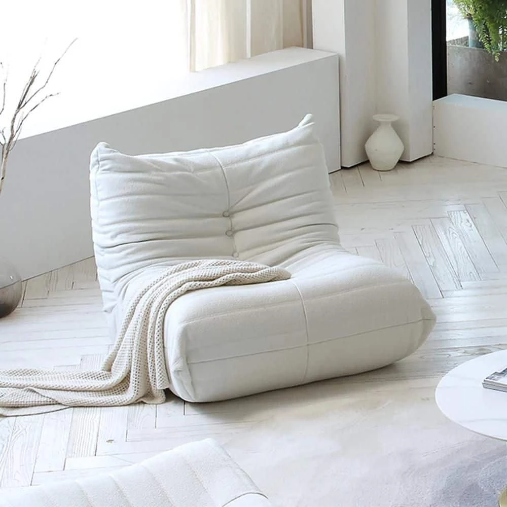 34.25 in. Teddy Velvet Rectangle Bean Bag Lazy Sofa in Beige by Magic Home 4 34.25 in. Teddy Velvet Rectangle Bean Bag Lazy Sofa in Beige by Magic Home - Image 2