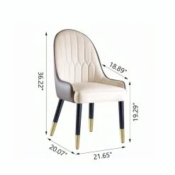 Beige PU Leather Solid Wood Dining Chair with Metal Legs (Set of 2) by Magic Home -Cheap Tidoin Store beige magic home dining chairs cs w50940535 c3 1000