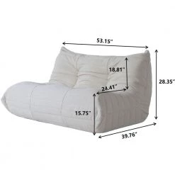 53.15 in. Teddy Velvet Bean Bag 2 Seats Lazy Sofa Couch in Beige by Magic Home -Cheap Tidoin Store beige magic home loveseats cs wf191003aan c3 1000