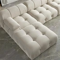 138.6 in. Square Arm Modern Velvet Straight 4-Seater Sectional Sofa with 2-Ottoman in Beige by Magic Home -Cheap Tidoin Store beige magic home sectional sofas mh s4 2 105be 31 1000