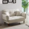 56.5 in. Beige Polyester Soft Fabric 2-Seats Loveseats With 2-Pillows by Magic Home -Cheap Tidoin Store beige magic home sofa beds cs w22318332 64 1000