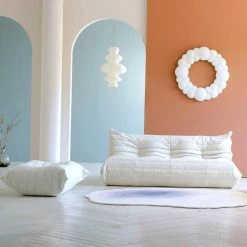 2-Piece Lazy Sofa Teddy Velvet Living Room Set with 3 Seater and Ottoman,Beige by Magic Home -Cheap Tidoin Store beige magic home sofas couches cs pp194326aae 31 1000