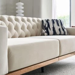 84.25 in. Tufted Comfy Fabric Sofa with Metal Leg in Beige by Magic Home -Cheap Tidoin Store beige magic home sofas couches cs w28215278 31 1000