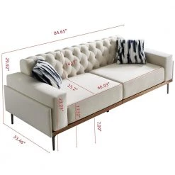 84.25 in. Tufted Comfy Fabric Sofa with Metal Leg in Beige by Magic Home -Cheap Tidoin Store beige magic home sofas couches cs w28215278 c3 1000