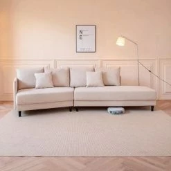 Modern 113.8 in. Sectional Polyester Sofa with Right Hand Facing Chaise, Beige by Magic Home -Cheap Tidoin Store beige magic home sofas couches cs w30213875 1f 1000