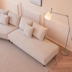 Modern 113.8 in. Sectional Polyester Sofa with Right Hand Facing Chaise, Beige by Magic Home -Cheap Tidoin Store beige magic home sofas couches cs w30213875 31 1000