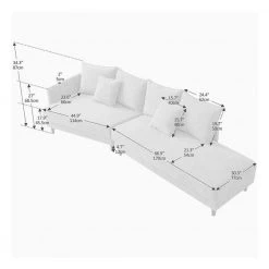 Modern 113.8 in. Sectional Polyester Sofa with Right Hand Facing Chaise, Beige by Magic Home -Cheap Tidoin Store beige magic home sofas couches cs w30213875 c3 1000