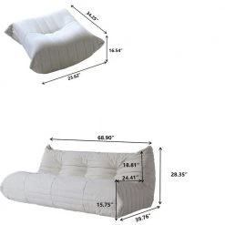 Modern 2-Piece Teddy Velvet 3 Seater Lazy Sofa with Ottoman Living Room Set, Beige by Magic Home -Cheap Tidoin Store beige magic home sofas couches cs w487s00002 c3 1000