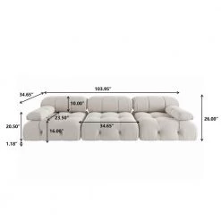 103.95 in. Square Arm Modern Velvet Straight 3-Seater Sectional Sofa in Beige by Magic Home -Cheap Tidoin Store beige magic home sofas couches mh s3 105be c3 1000