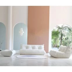 3-Piece Teddy Velvet Comfy Seat Lazy Sofa Living Room Set in Beige (2 Seater + 3 Seater + 4 Seater ) by Magic Home