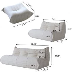 3-Piece Teddy Velvet Comfy Seat Lazy Sofa Living Room Set in Beige (2 Seater + 3 Seater + 4 Seater ) by Magic Home -Cheap Tidoin Store beige magic home sofas couches z 0525a001 d083 c3 1000