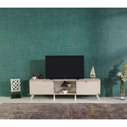 Modern 67 in. Wood Beige TV Stand with 2 Storage Shelves and 2 Doors Fits TV's up to 70 in. by Tidoin -Cheap Tidoin Store beige tidoin tv stands fur ydb0 499 31 1000