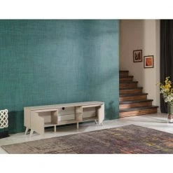 Modern 67 in. Wood Beige TV Stand with 2 Storage Shelves and 2 Doors Fits TV's up to 70 in. by Tidoin -Cheap Tidoin Store beige tidoin tv stands fur ydb0 499 77 1000