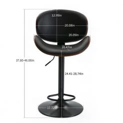 46.06 in. Height Black and Brown Bentwood Adjustable Swivel Bar Stools with PU Leather Upholstered (Set of 2) by Magic Home -Cheap Tidoin Store black and brown magic home bar stools cs w21222002 4f 1000