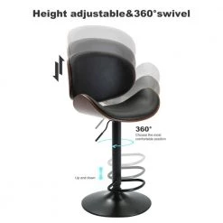 46.06 in. Height Black and Brown Bentwood Adjustable Swivel Bar Stools with PU Leather Upholstered (Set of 2) by Magic Home -Cheap Tidoin Store black and brown magic home bar stools cs w21222002 c3 1000