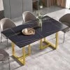 62.99 in. Rectangular Black Sintered Stone Dining Table with Gold Stainless Steel Legs by Magic Home -Cheap Tidoin Store black and gold magic home kitchen dining tables mh dtt16b dtl2g 64 1000