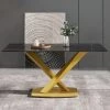 62.99 in. Modern Black Rectangular Sintered Stone Dining Table with Gold X-Shaped Carbon Steel Legs by Magic Home -Cheap Tidoin Store black and gold magic home kitchen dining tables mh dtt16b dtl4g 64 1000