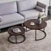 31.5 in. Black Metal Frame with Walnut Top Round Modern Nesting Coffee Table by Magic Home -Cheap Tidoin Store black frame magic home nesting tables cs w24714242 64 1000