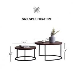 31.5 in. Black Metal Frame with Walnut Top Round Modern Nesting Coffee Table by Magic Home -Cheap Tidoin Store black frame magic home nesting tables cs w24714242 c3 1000