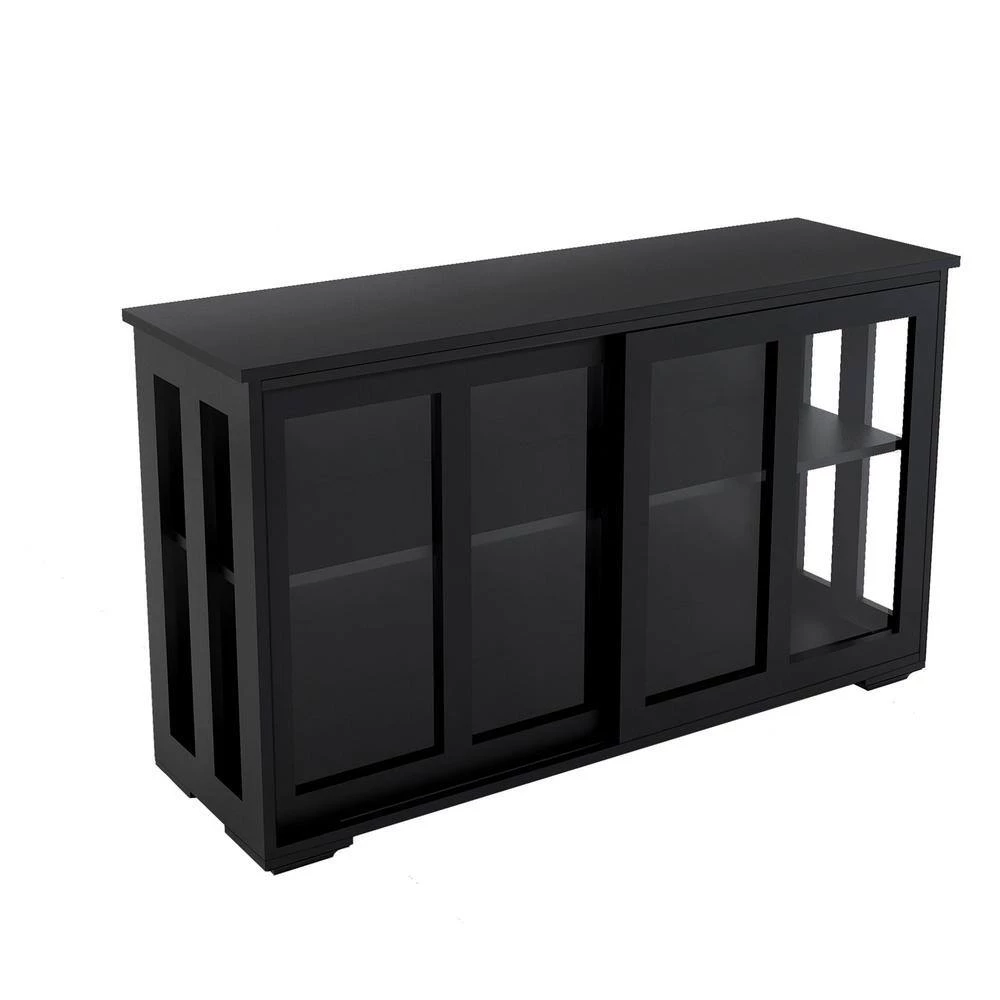 Black Color Kitchen Storage Cabinet with Glass Door by Magic Home 7 Black Color Kitchen Storage Cabinet with Glass Door by Magic Home - Image 5