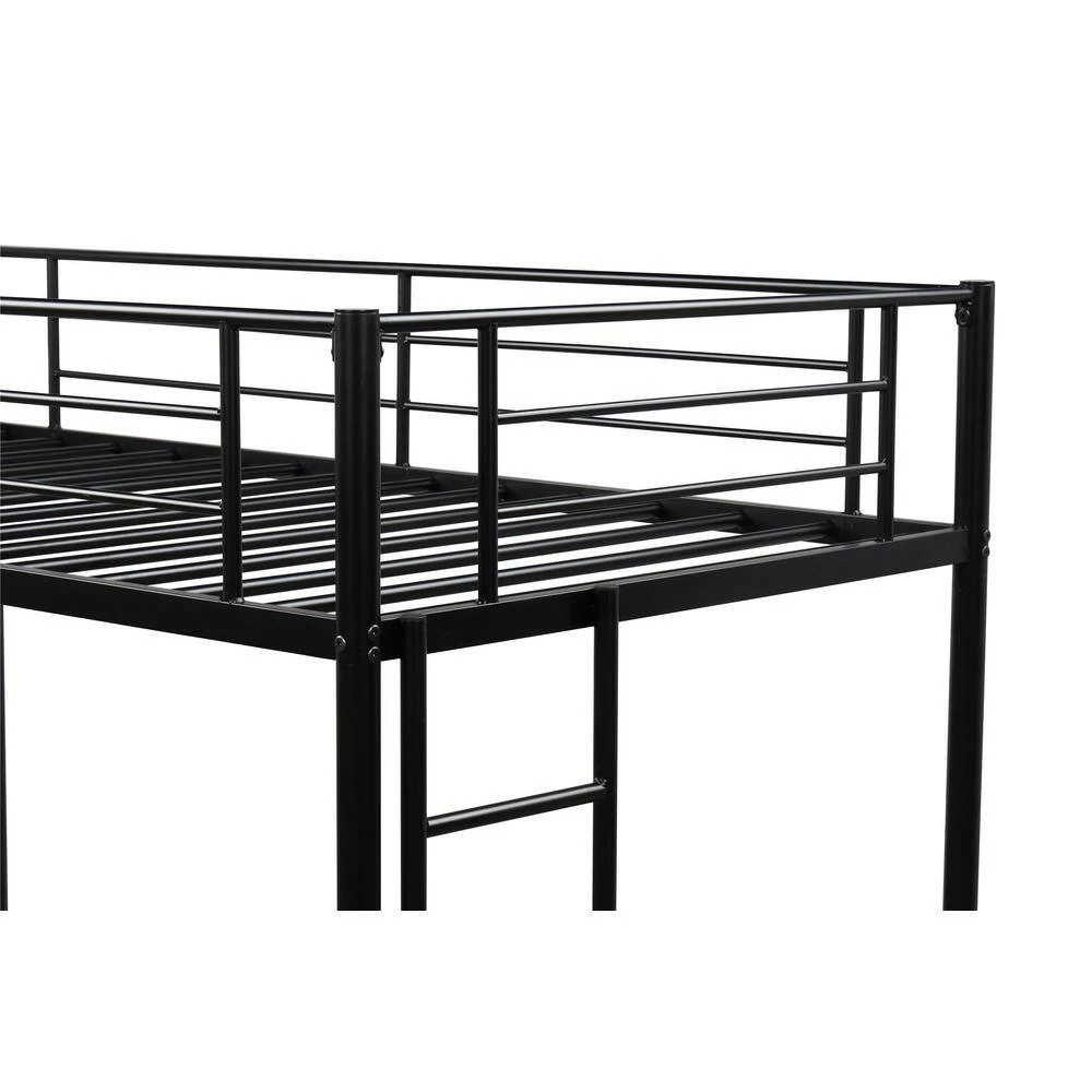 Black Twin Over Twin Metal Bunk Bed Daybed with 2-Side Ladders by Magic Home 7 Black Twin Over Twin Metal Bunk Bed Daybed with 2-Side Ladders by Magic Home - Image 5