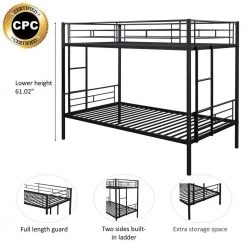 Black Twin Over Twin Metal Bunk Bed Daybed with 2-Side Ladders by Magic Home 16 Black Twin Over Twin Metal Bunk Bed Daybed with 2-Side Ladders by Magic Home -Cheap Tidoin Store black magic home bunk beds cs w42721327 fa 1000