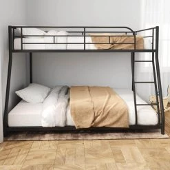 Black Twin Over Twin Metal Bunk Bed by Magic Home