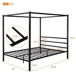 Queen Size Metal Canopy Platform Bed Frame with Headboard,Black by Magic Home -Cheap Tidoin Store black magic home canopy beds cs w42721083 c3 1000