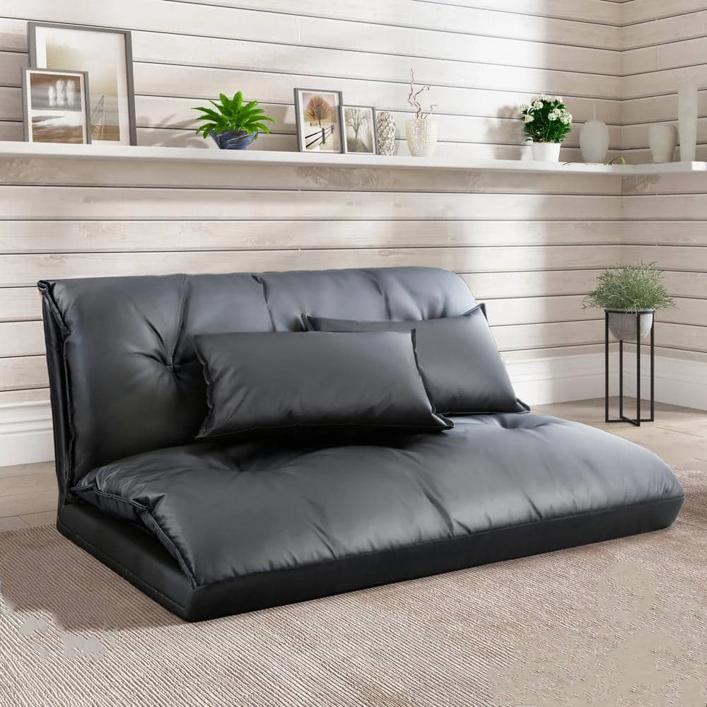 Black PU Leather Adjustable Chaise Lounge with Pillows by Magic Home 4 Black PU Leather Adjustable Chaise Lounge with Pillows by Magic Home - Image 2