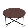 36 in. W Black Metal Frame Modern Round Coffee Table with Walnut Top by Magic Home